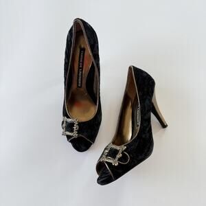 Chinese Laundry Heel Shoes Womens Size 7 Black Buckle Peep Toe Stiletto Pump